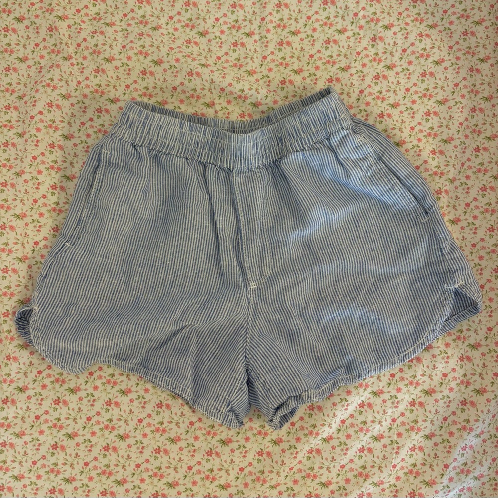 blue striped coastal shorts